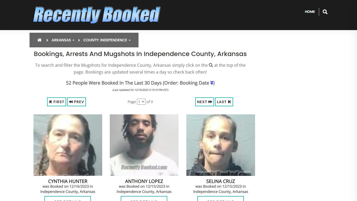 Bookings, Arrests and Mugshots in Independence County, Arkansas