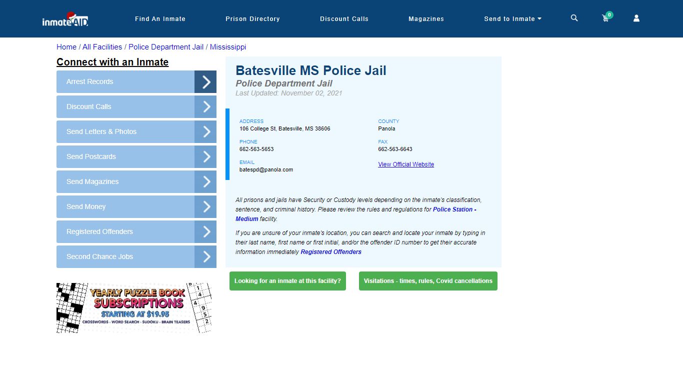 Batesville MS Police Jail & Inmate Search - Batesville, MS