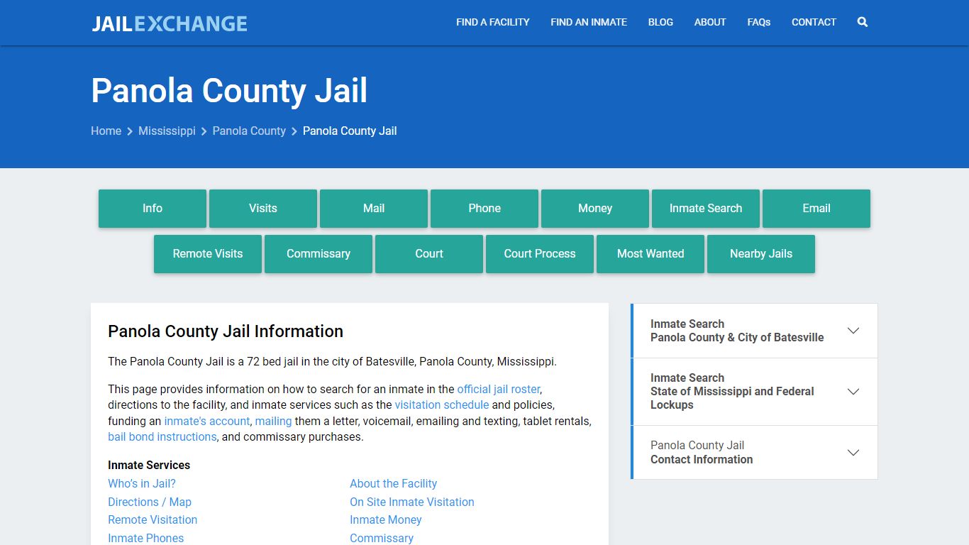 Panola County Jail, MS Inmate Search, Information